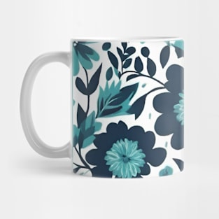 Boho Chic Scandinavian  Botanical  Turquoise Teal Floral Mug